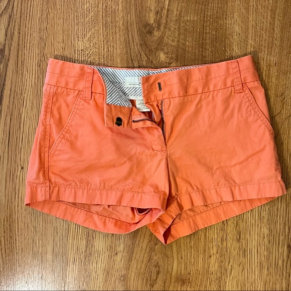 J Crew Chino Broken In 3 in Inseam Shorts Pink Coral pink orange Size 0 - Picture 3 of 7